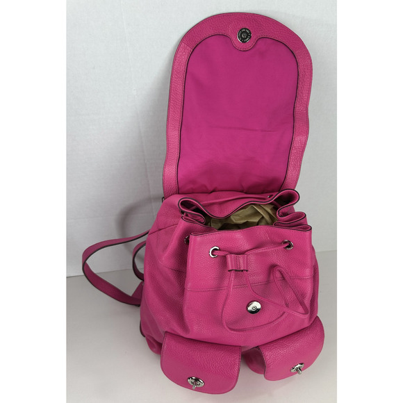 Coach Billie Pebbled Leather Backpack Purse Hot Pink Bag Turnlock Pockets - Picture 4 of 16